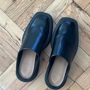 Black platform mule/ loafer